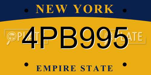 4PB995 New York License Plate