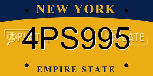 4PS995 New York License Plate