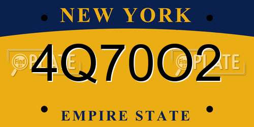4Q70O2 New York License Plate