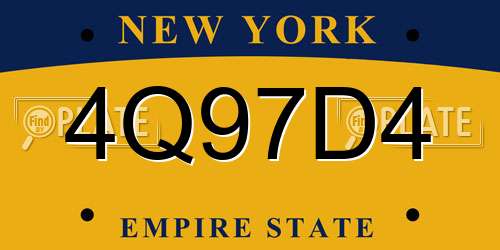 4Q97D4 New York License Plate