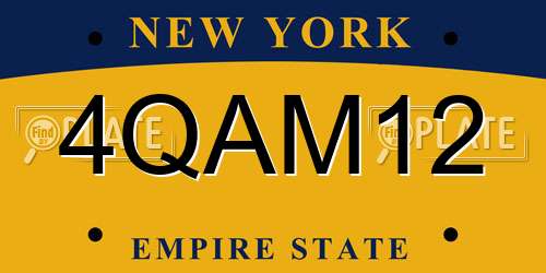 4QAM12 New York License Plate
