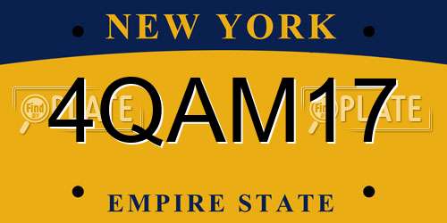 4QAM17 New York License Plate