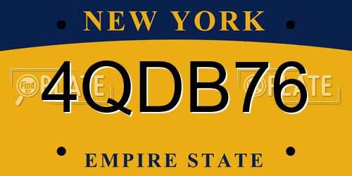 4QDB76 New York License Plate