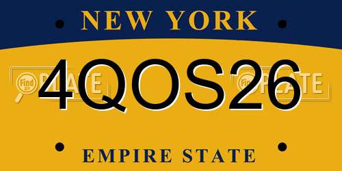 4QOS26 New York License Plate