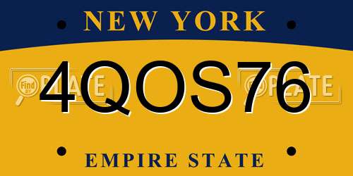 4QOS76 New York License Plate