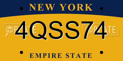 4QSS74 New York License Plate