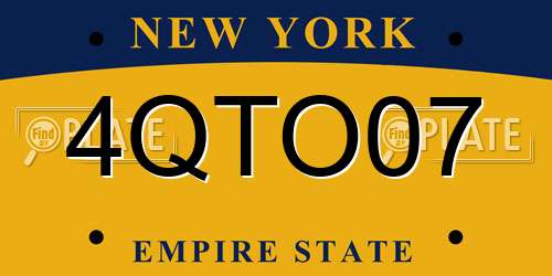 4QTO07 New York License Plate
