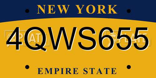 4QWS655 New York License Plate