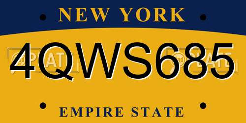 4QWS685 New York License Plate