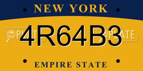 4R64B3 New York License Plate