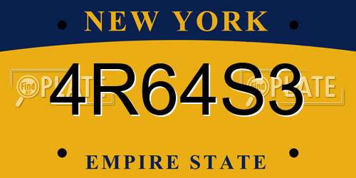 4R64S3 New York License Plate