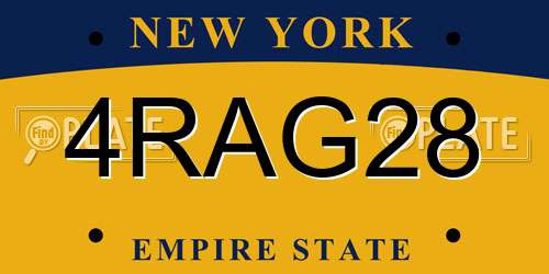 4RAG28 New York License Plate