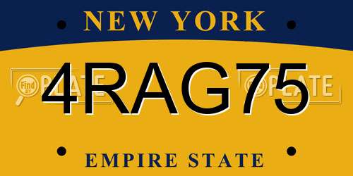 4RAG75 New York License Plate