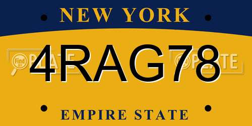4RAG78 New York License Plate