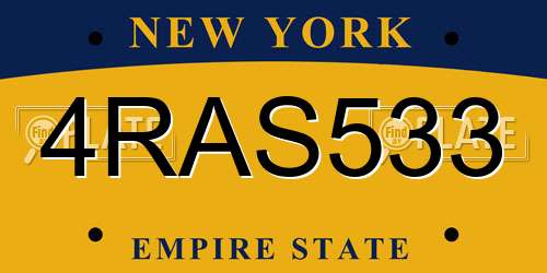 4RAS533 New York License Plate