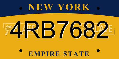 4RB7682 New York License Plate