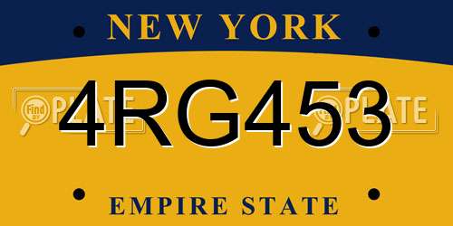 4RG453 New York License Plate