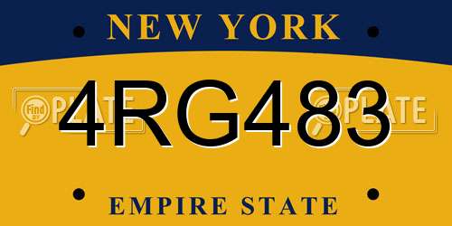 4RG483 New York License Plate