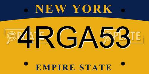 4RGA53 New York License Plate