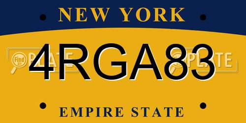 4RGA83 New York License Plate