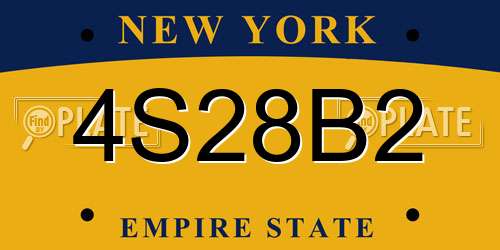 4S28B2 New York License Plate