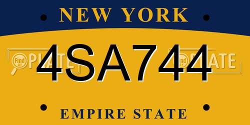 4SA744 New York License Plate