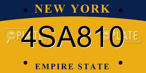 4SA810 New York License Plate