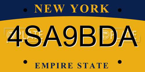 4SA9BDA New York License Plate