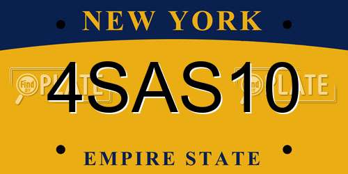 4SAS10 New York License Plate