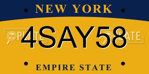 4SAY58 New York License Plate
