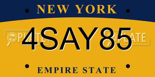 4SAY85 New York License Plate