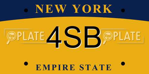 4SB New York License Plate
