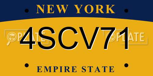 4SCV71 New York License Plate