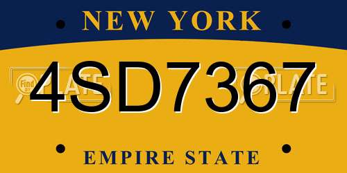 4SD7367 New York License Plate