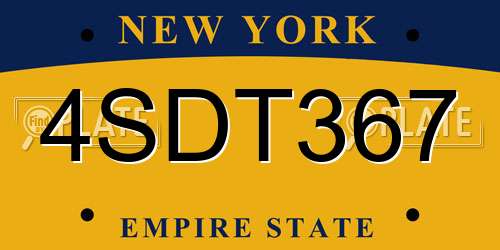 4SDT367 New York License Plate