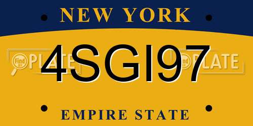 4SGI97 New York License Plate
