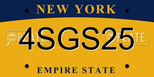 4SGS25 New York License Plate
