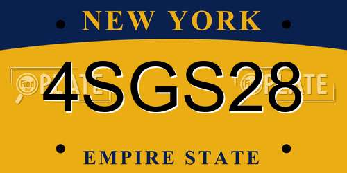 4SGS28 New York License Plate