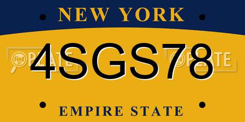 4SGS78 New York License Plate