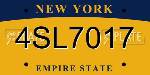 4SL7017 New York License Plate