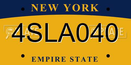 4SLA040 New York License Plate