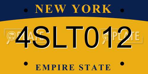 4SLT012 New York License Plate