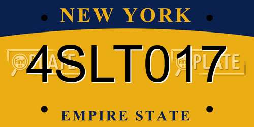 4SLT017 New York License Plate