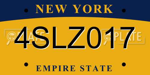 4SLZ017 New York License Plate