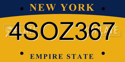 4SOZ367 New York License Plate