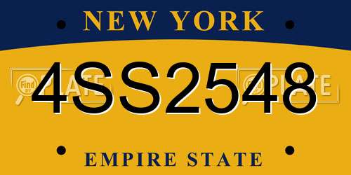 4SS2548 New York License Plate