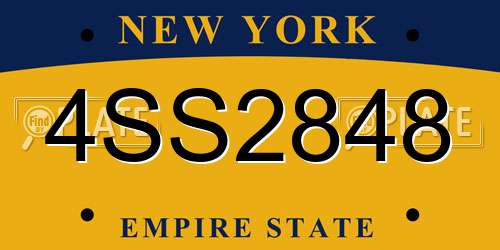 4SS2848 New York License Plate