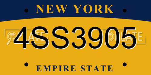 4SS3905 New York License Plate