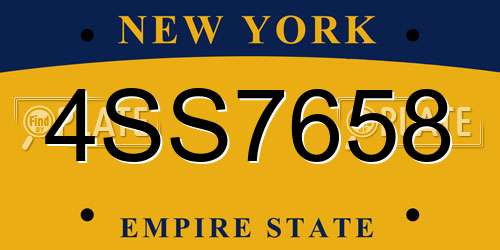 4SS7658 New York License Plate