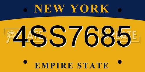 4SS7685 New York License Plate